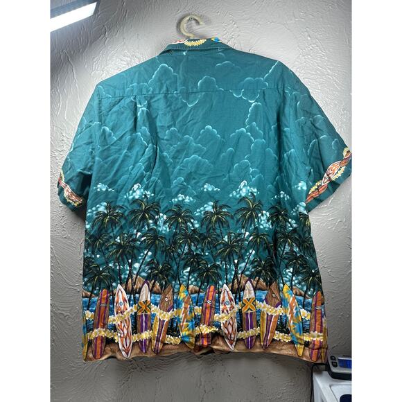 Vintage RJC Ltd Hawaiian Shirt Surfboards Plumeria & Palms Men’s Size XL - Picture 4 of 4